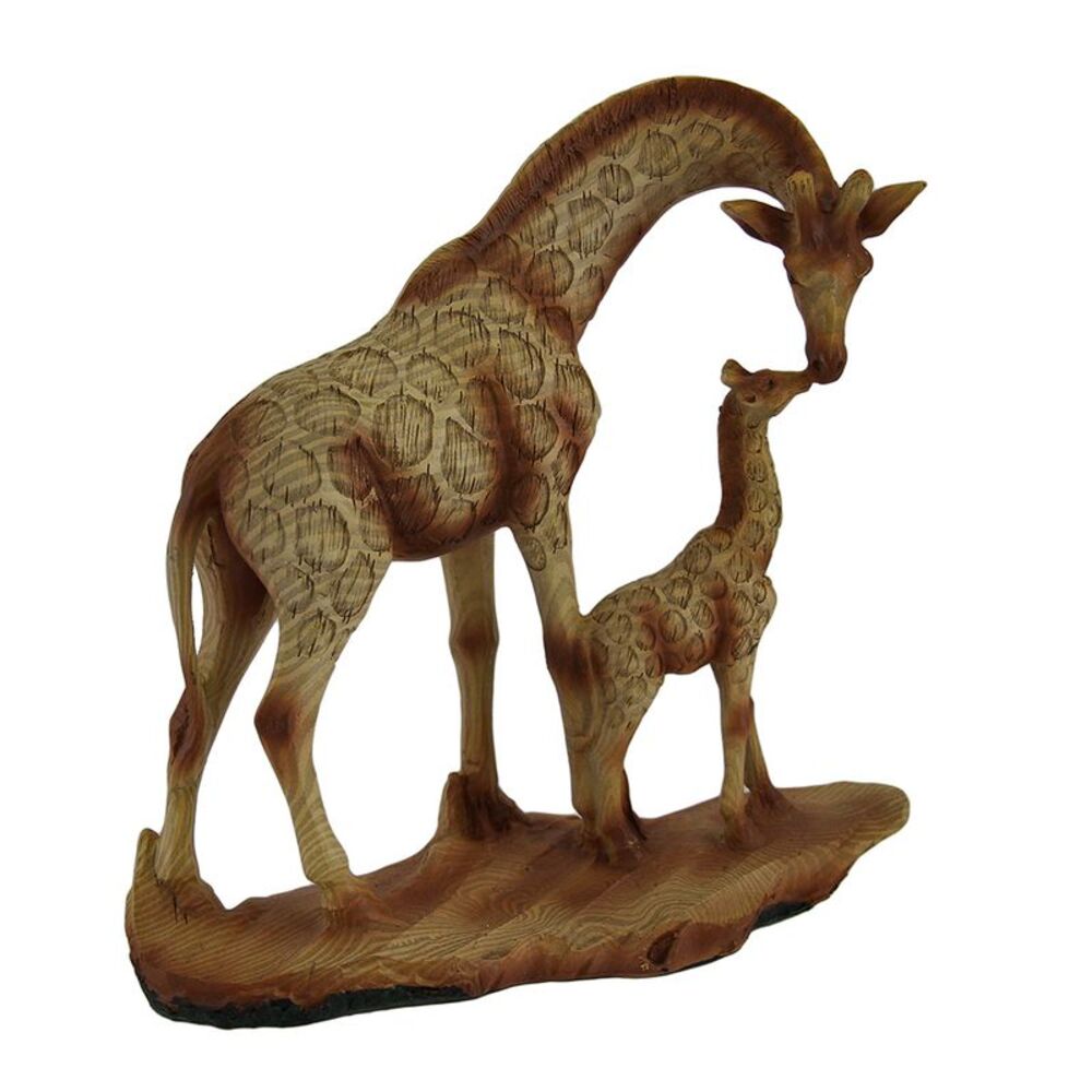 A Mother's Love Giraffe and Calf Wood Finish Statue